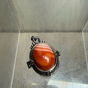 Carnelian Crystal Stone “Poison” Medicine Necklace Pendant Vintage Style